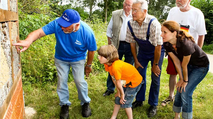 Jung und Alt vor Insektenwand